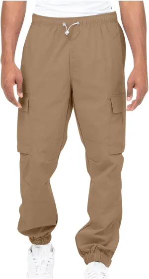 Men's Outdoor Hiking Cargo Pants Multi-Pocket Lightweight Tactical Casual Work Utility Pants Drawstring Jogger Sweatpants