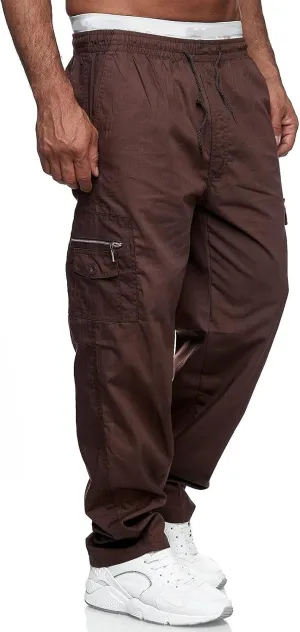 Men's Outdoor Hiking Ripstop Cargo Pants Multi-Pocket Work Utility Pants Straight Leg Open Bottom Trousers