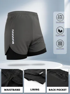 Mens Running Shorts Breathable Quick Dry Activewear for Workouts 2 in 1 Gym Shorts with Liner Athletic Shorts