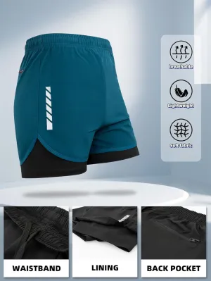 Mens Running Shorts Breathable Quick Dry Activewear for Workouts 2 in 1 Gym Shorts with Liner Athletic Shorts