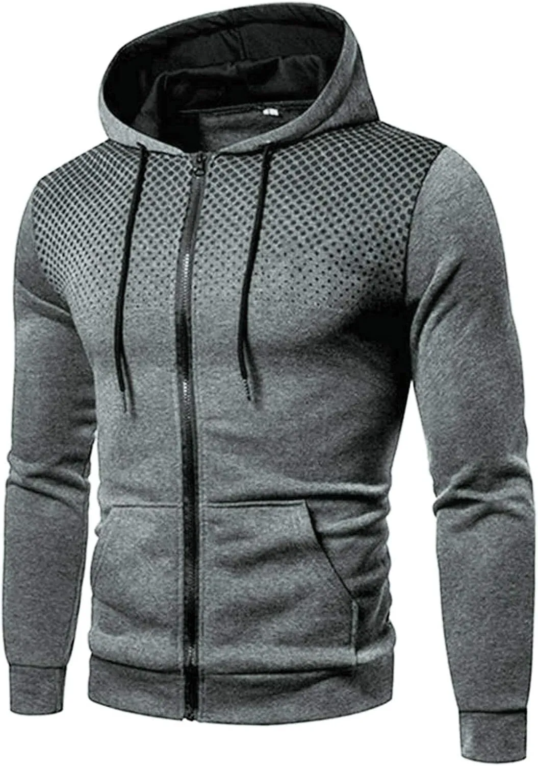 Mens Slim Fit Zip Up Hoodies Sweatshirt Casual Lightweight Jogging Activewear Long Sleeve with Kanga Pockets