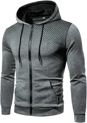 Mens Slim Fit Zip Up Hoodies Sweatshirt Casual Lightweight Jogging Activewear Long Sleeve with Kanga Pockets