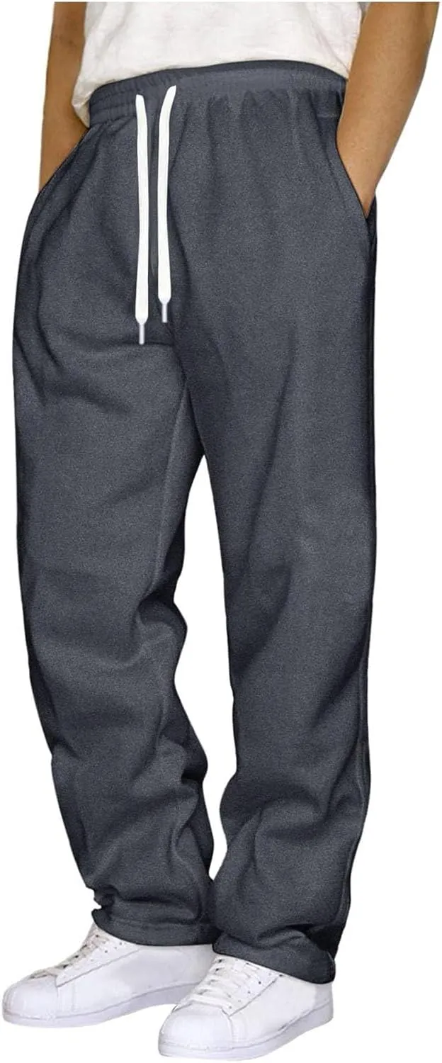 Men's Sweatpants Joggers Baggy Fleece Drawstring Elastic Waist Casual Gym Athletic Sweatpants for Men with Pockets