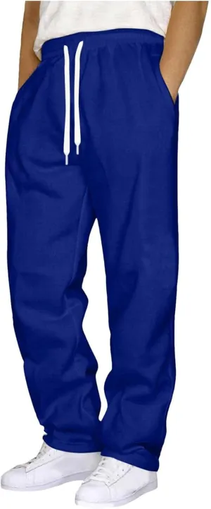 Men's Sweatpants Joggers Baggy Fleece Drawstring Elastic Waist Casual Gym Athletic Sweatpants for Men with Pockets