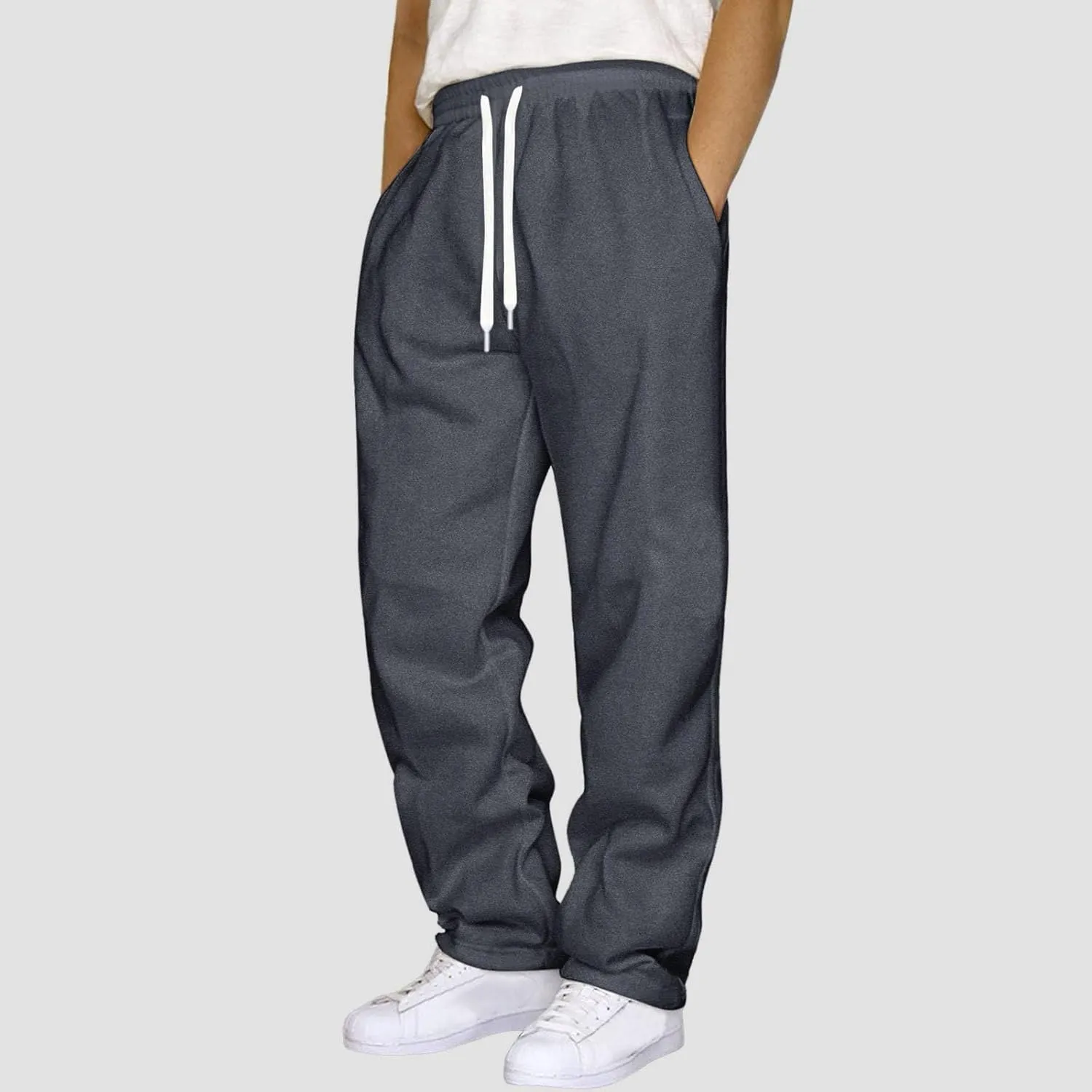 Men's Sweatpants Joggers Baggy Fleece Drawstring Elastic Waist Casual Gym Athletic Sweatpants for Men with Pockets