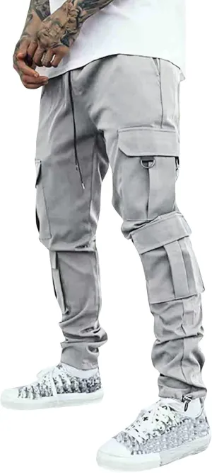 Mens Sweatpants with Pockets Big and Tall Pants Joggers Pants for Men with Zipper Pockets Slim Fit Drawstring Tapered