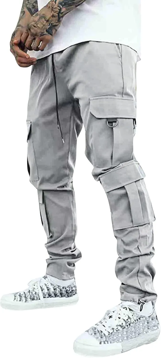 Mens Sweatpants with Pockets Big and Tall Pants Joggers Pants for Men with Zipper Pockets Slim Fit Drawstring Tapered