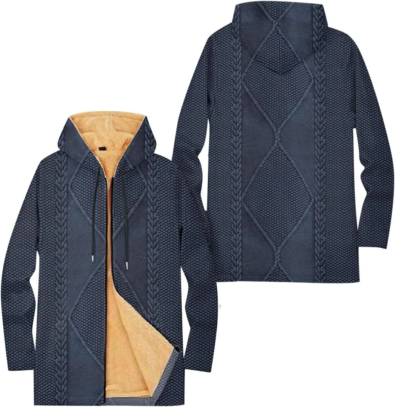 Mens Winter Jackets For Vintage Hoodies Padded Fashion Zip Up Long Sleeve Graphic Thickened Workout Cotton Coats
