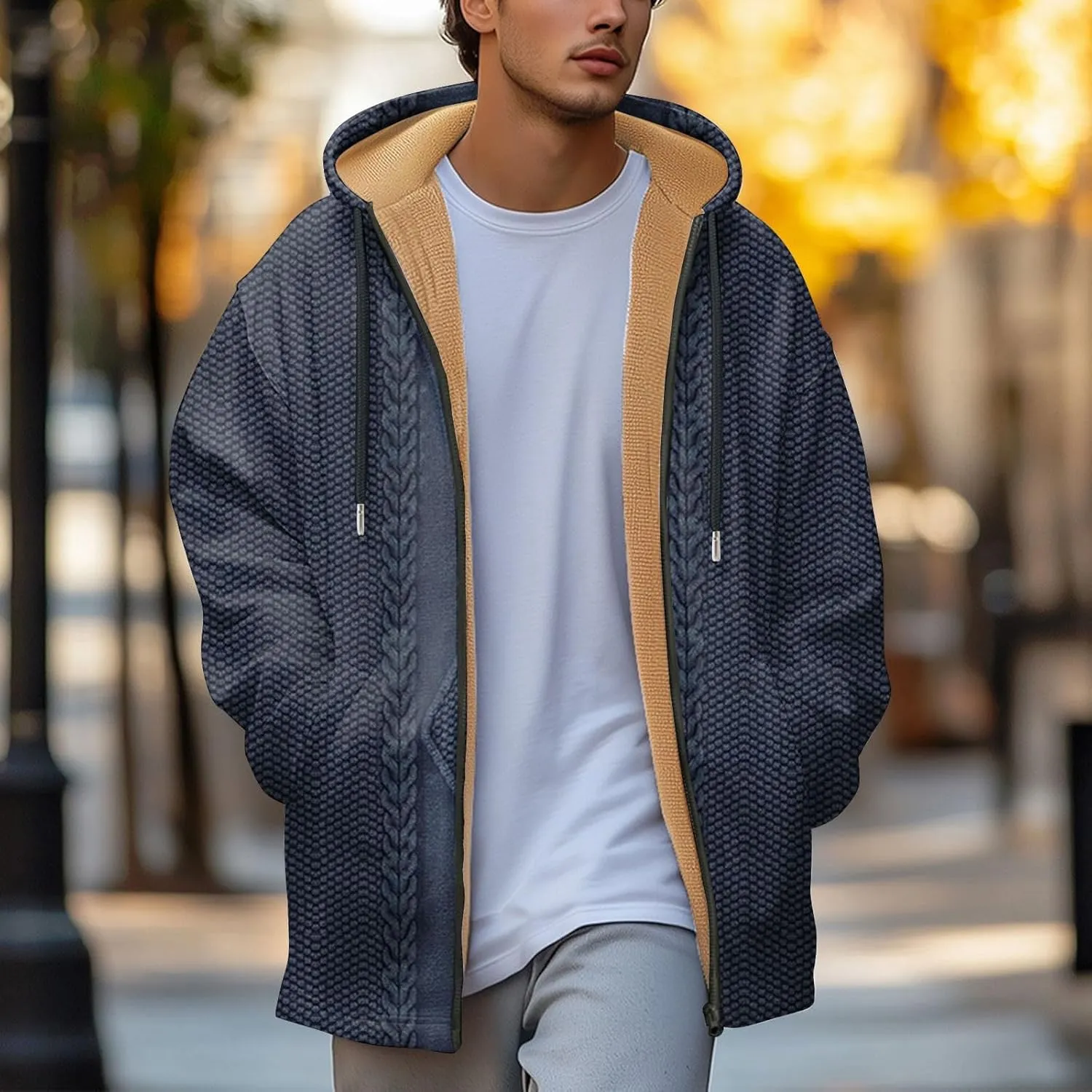 Mens Winter Jackets For Vintage Hoodies Padded Fashion Zip Up Long Sleeve Graphic Thickened Workout Cotton Coats