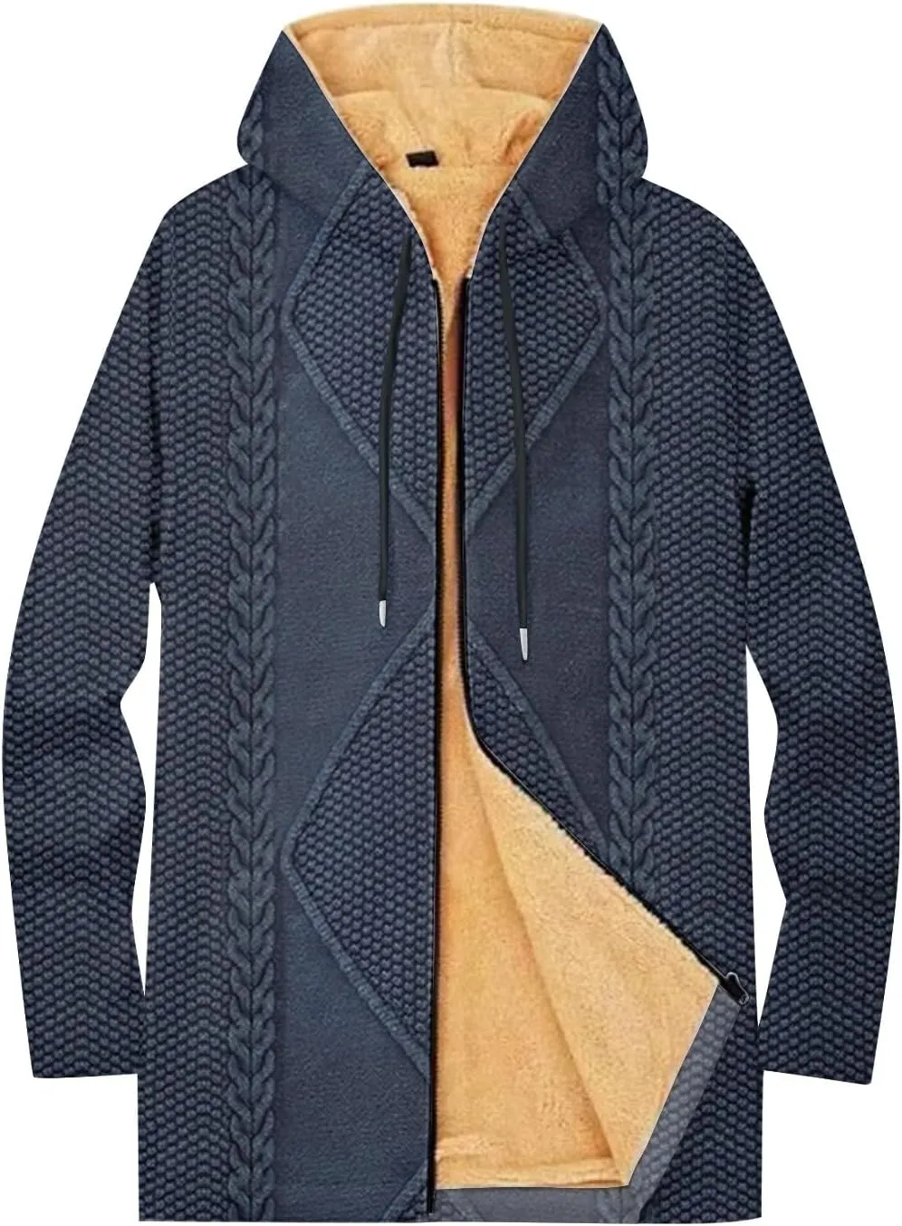 Mens Winter Jackets For Vintage Hoodies Padded Fashion Zip Up Long Sleeve Graphic Thickened Workout Cotton Coats