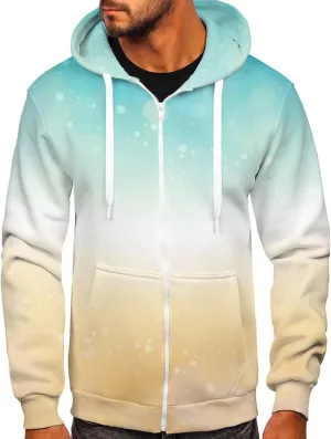 Men's Zip Sweatshirt Fashion Casual Zipper Gradient Tie-Dye Print With Hooded Sweatshirt Jacket