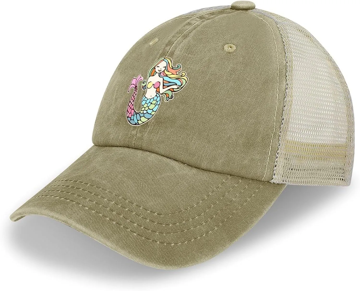 Mermaid-1 Baseball Cap Adjustable Hollow Denim Hat Dad Hat Fashion Sun Visor Hat for Men Women