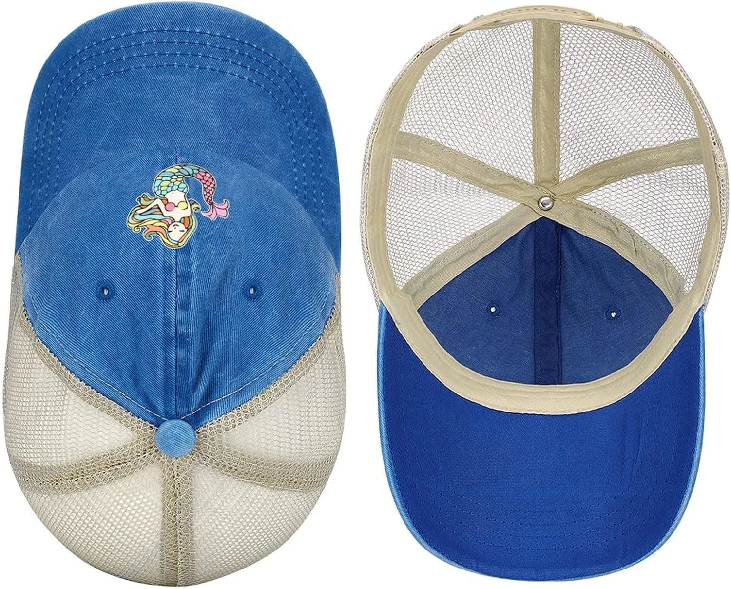 Mermaid-1 Baseball Cap Adjustable Hollow Denim Hat Dad Hat Fashion Sun Visor Hat for Men Women