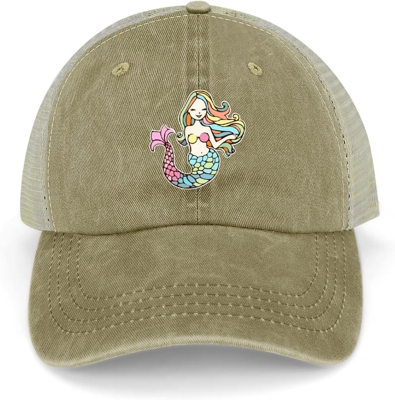 Mermaid-1 Baseball Cap Adjustable Hollow Denim Hat Dad Hat Fashion Sun Visor Hat for Men Women