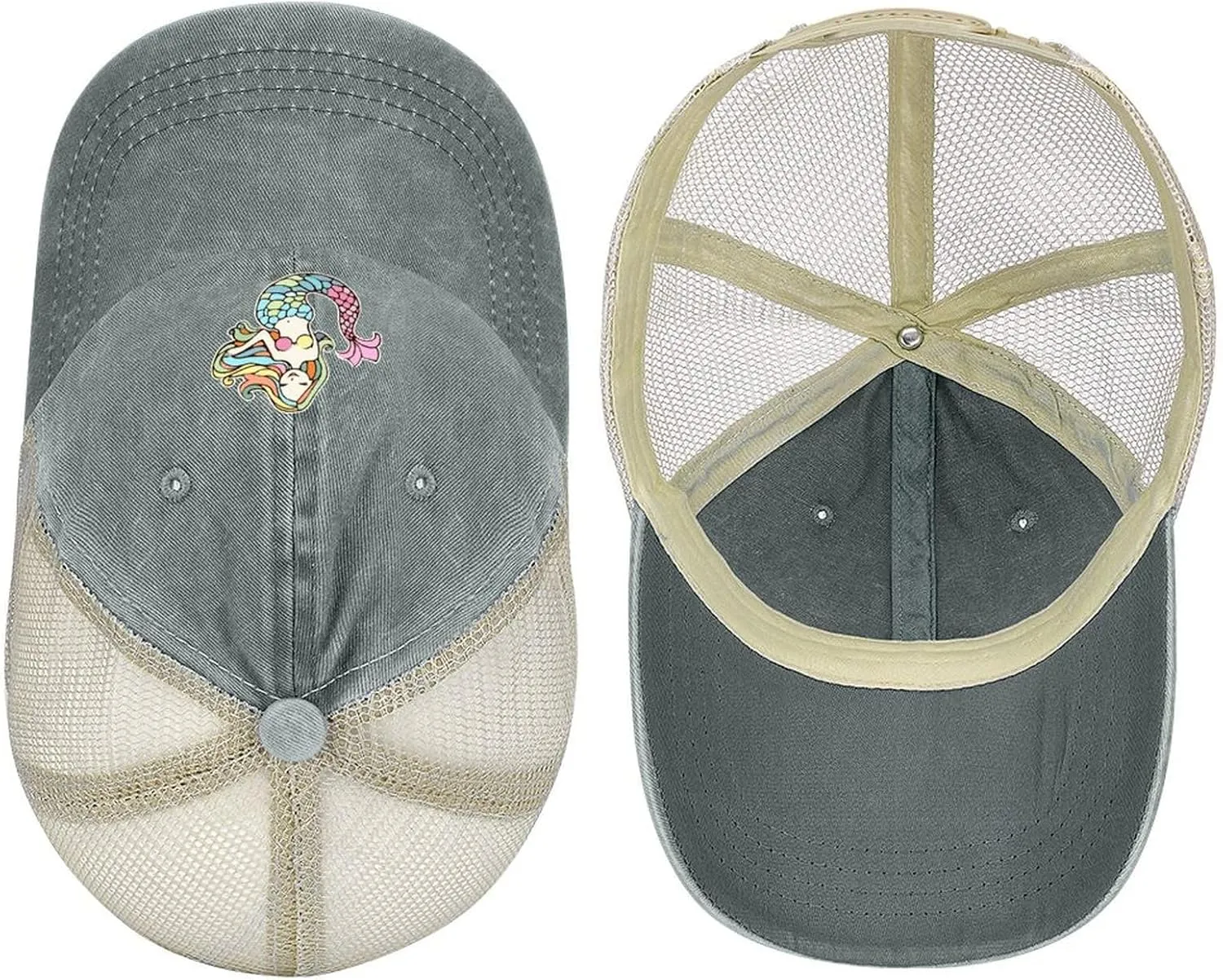 Mermaid-1 Baseball Cap Adjustable Hollow Denim Hat Dad Hat Fashion Sun Visor Hat for Men Women
