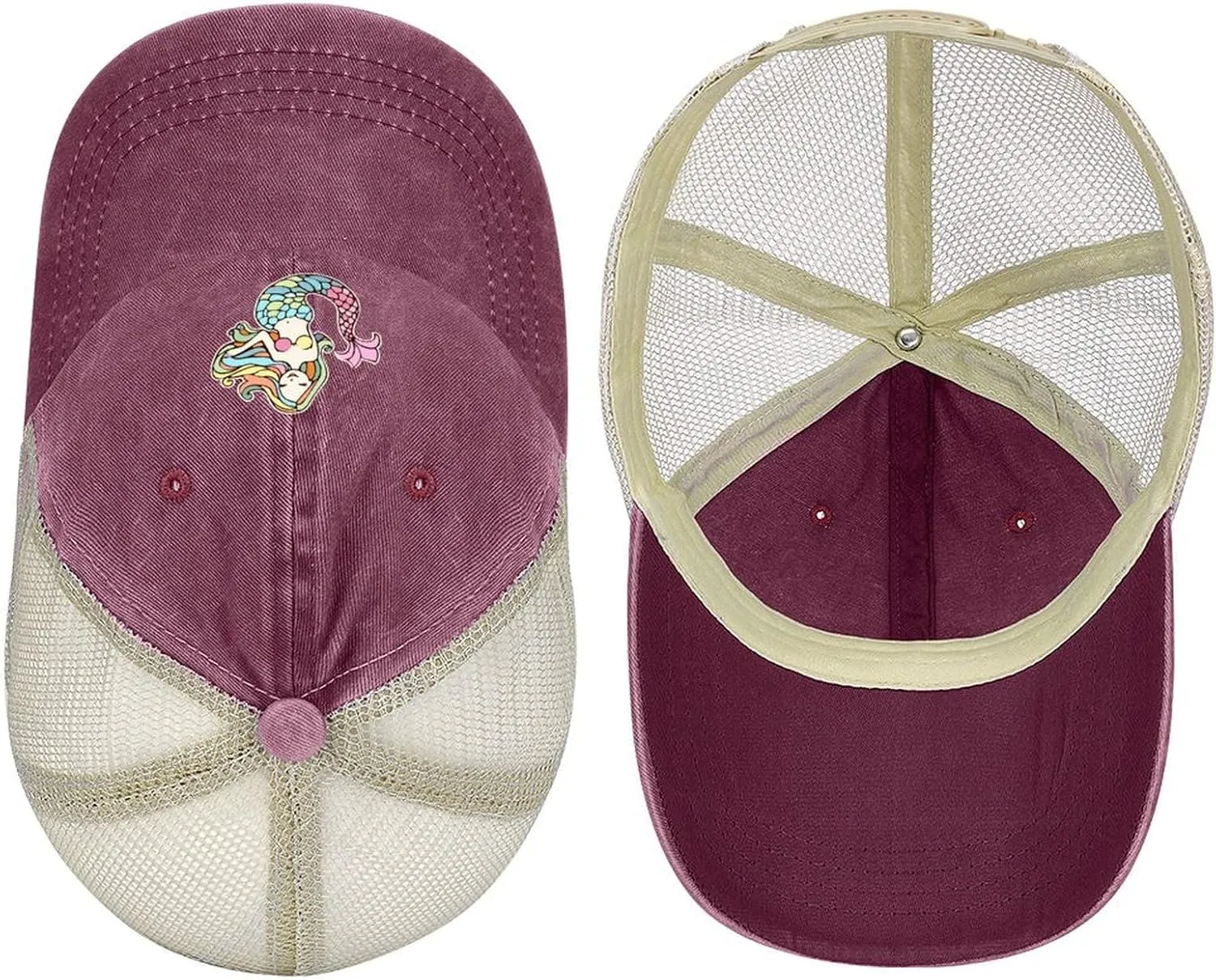 Mermaid-1 Baseball Cap Adjustable Hollow Denim Hat Dad Hat Fashion Sun Visor Hat for Men Women