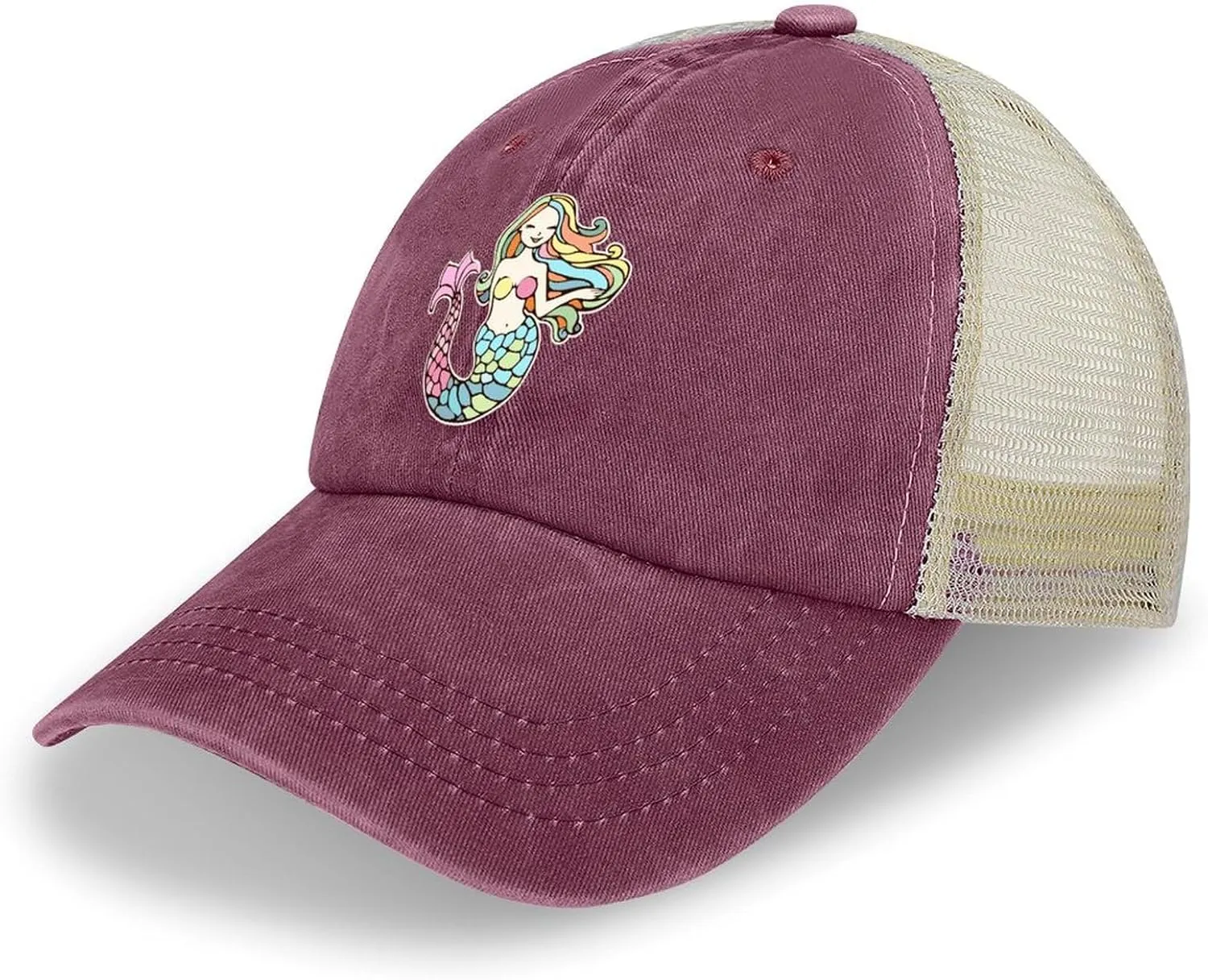 Mermaid-1 Baseball Cap Adjustable Hollow Denim Hat Dad Hat Fashion Sun Visor Hat for Men Women