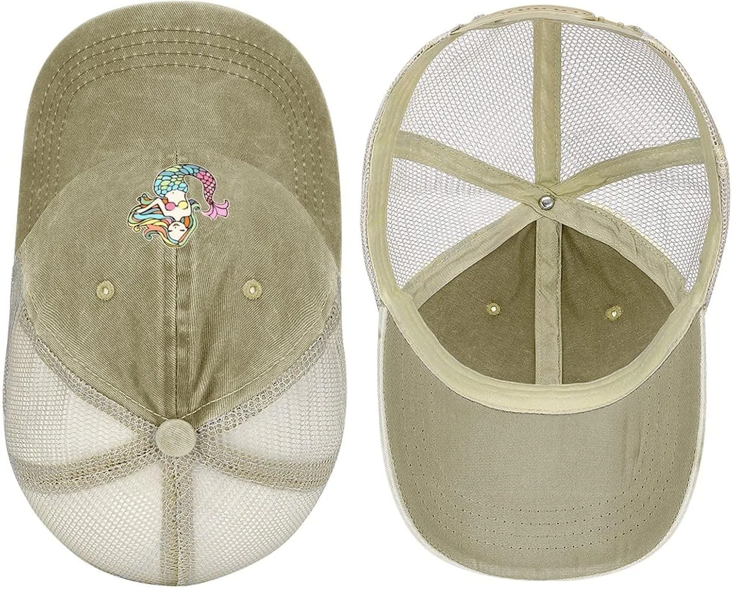 Mermaid-1 Baseball Cap Adjustable Hollow Denim Hat Dad Hat Fashion Sun Visor Hat for Men Women