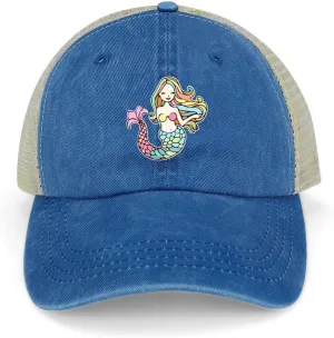 Mermaid-1 Baseball Cap Adjustable Hollow Denim Hat Dad Hat Fashion Sun Visor Hat for Men Women
