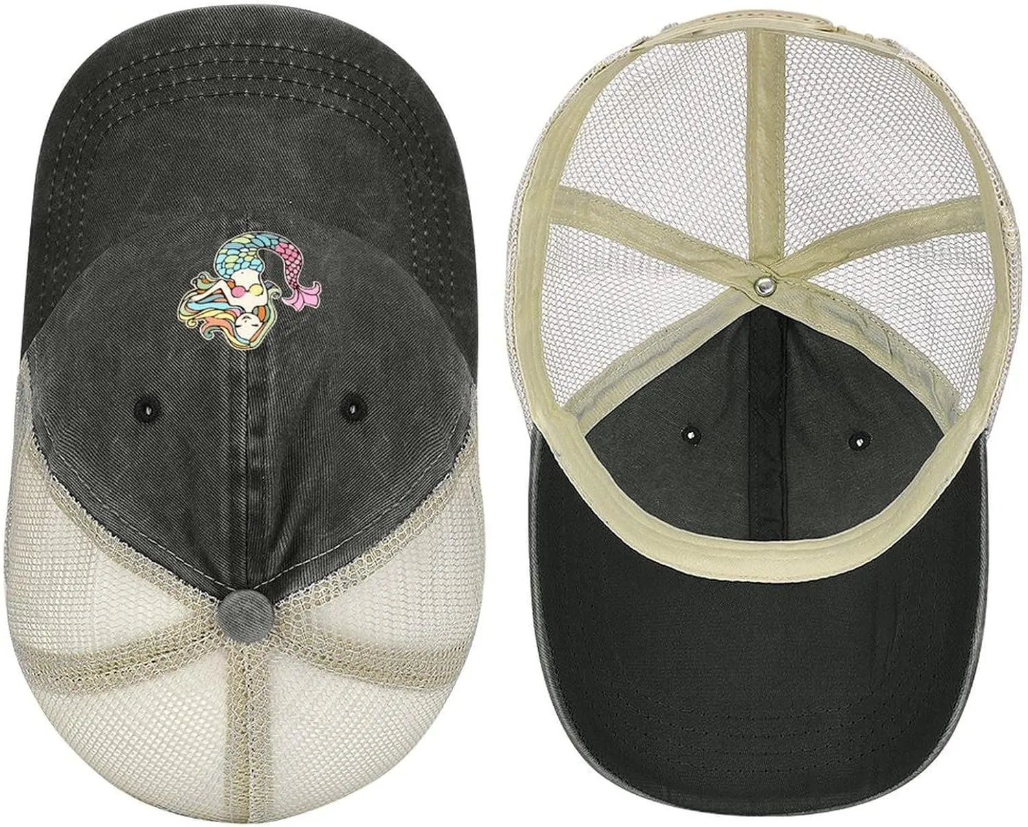Mermaid-1 Baseball Cap Adjustable Hollow Denim Hat Dad Hat Fashion Sun Visor Hat for Men Women