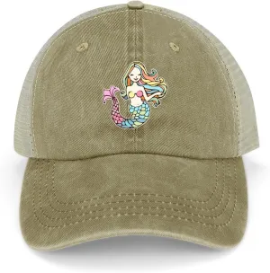 Mermaid-1 Baseball Cap Adjustable Hollow Denim Hat Dad Hat Fashion Sun Visor Hat for Men Women