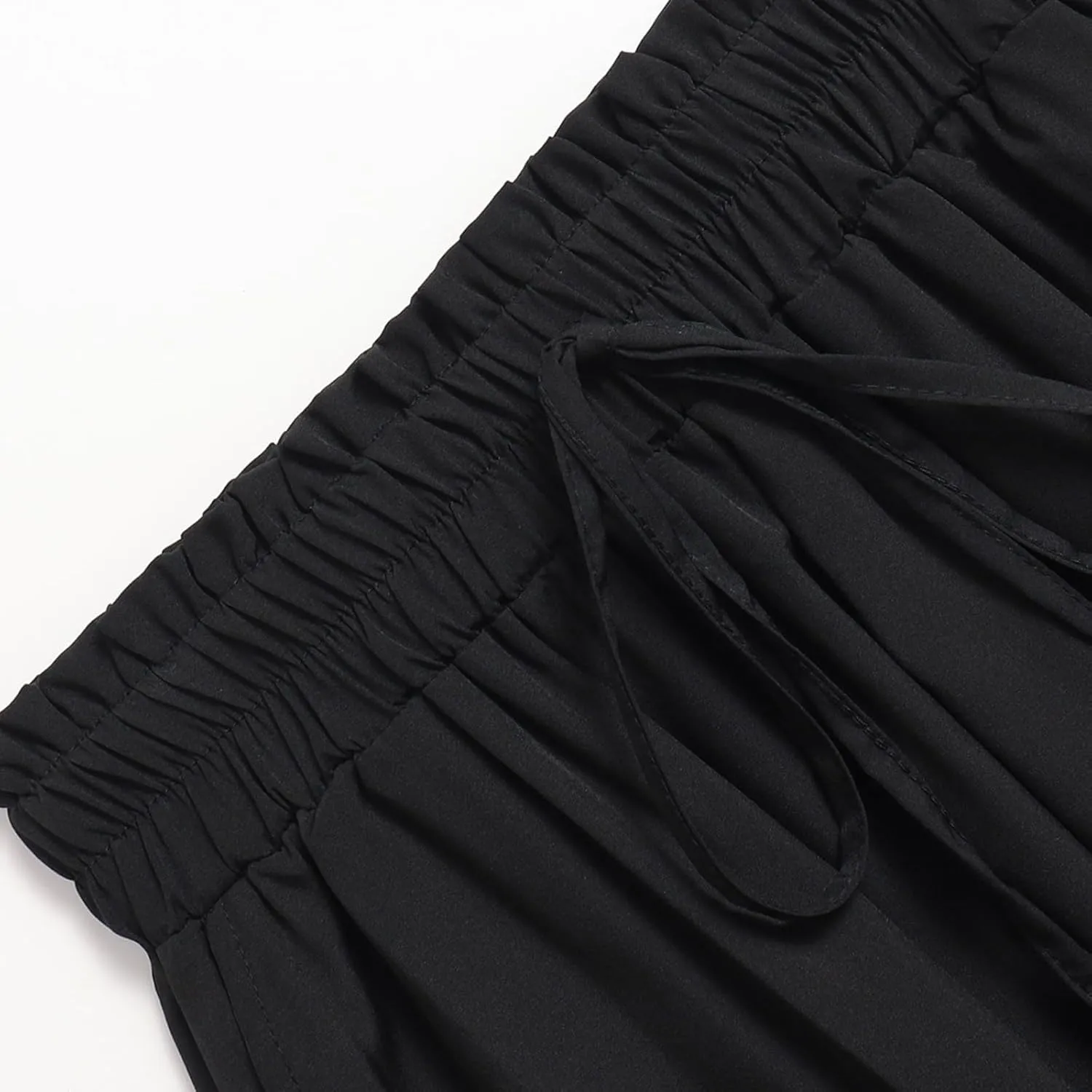 Midi Linen Skirts for Women Summer Drawstring Elastic High Waist Ruffle A-Line Casual Knee Length Skirts with Pockets