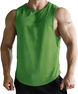 Miyaomn Men's Mesh Athletic Tank Tops Quick Dry Breathable Sleeveless Fitted Muscle T-Shirts Gym Bodybuilding Tees Activewear