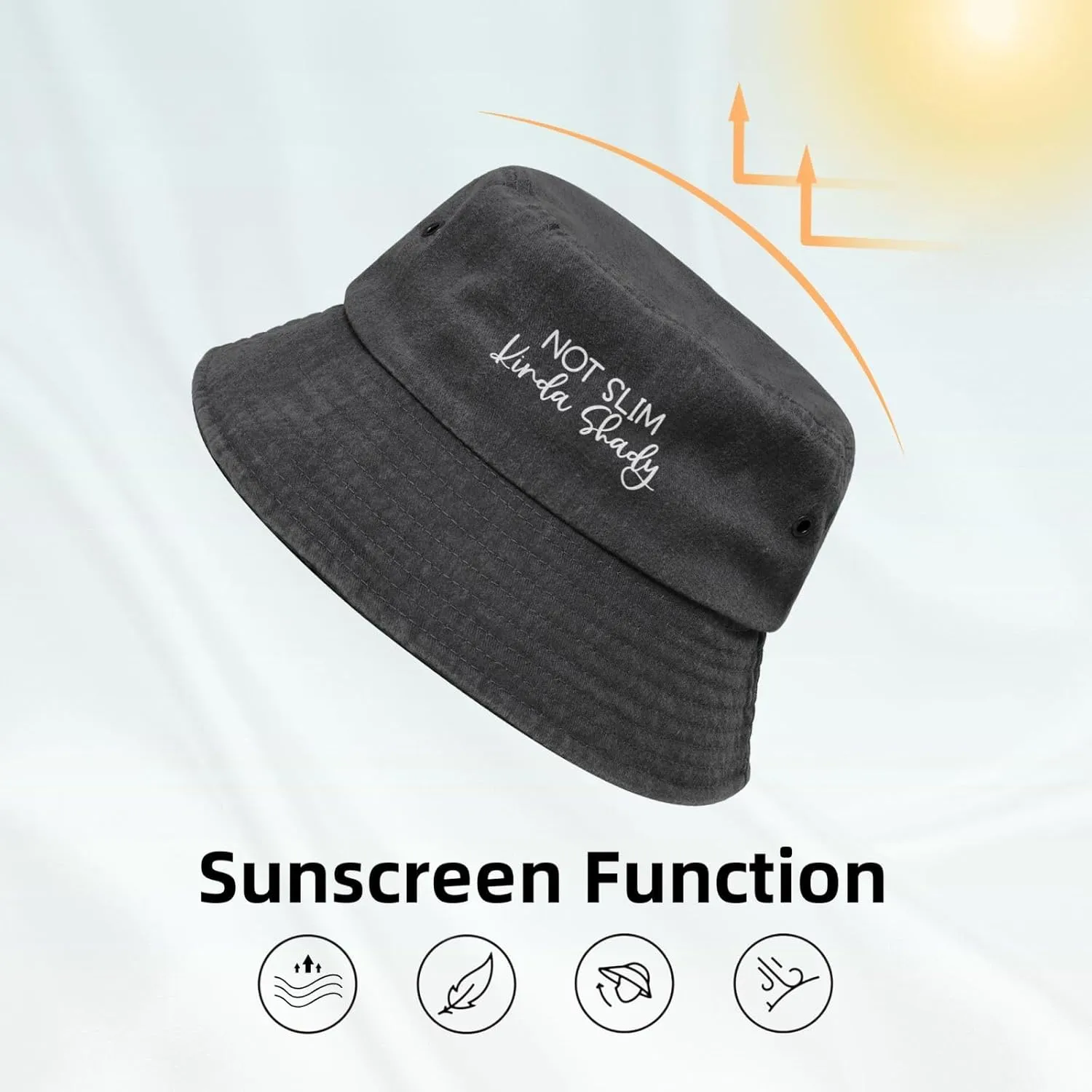Not Slim Kinda Shady Hat Washed Denim Bucket Summer Fisherman Caps