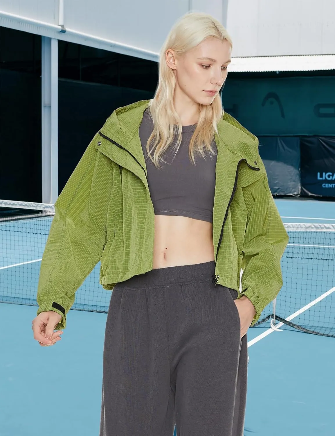 Orolay Women's Cropped Athletic Jacket Workout Running Yoga Gym Activewear Zip-Up Sun Protection Hoodie Summer Jackets