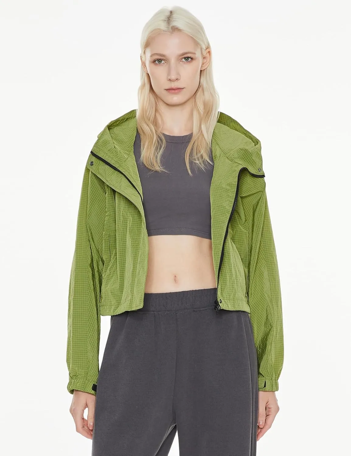 Orolay Women's Cropped Athletic Jacket Workout Running Yoga Gym Activewear Zip-Up Sun Protection Hoodie Summer Jackets