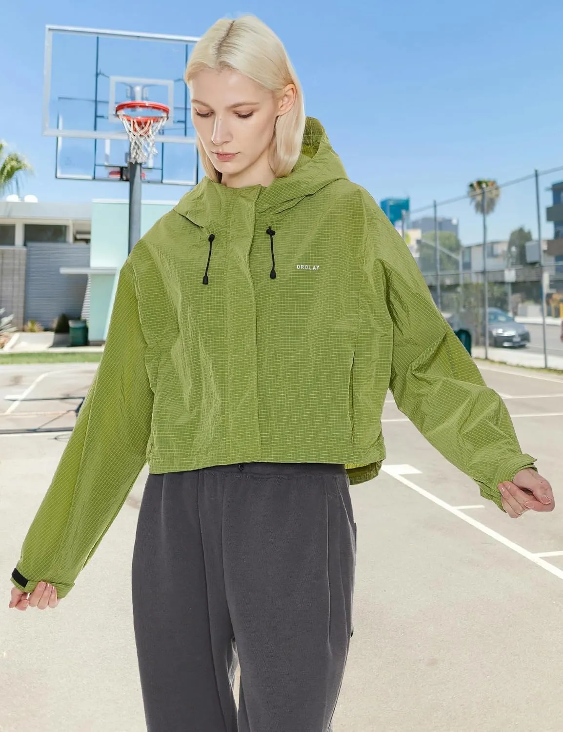 Orolay Women's Cropped Athletic Jacket Workout Running Yoga Gym Activewear Zip-Up Sun Protection Hoodie Summer Jackets