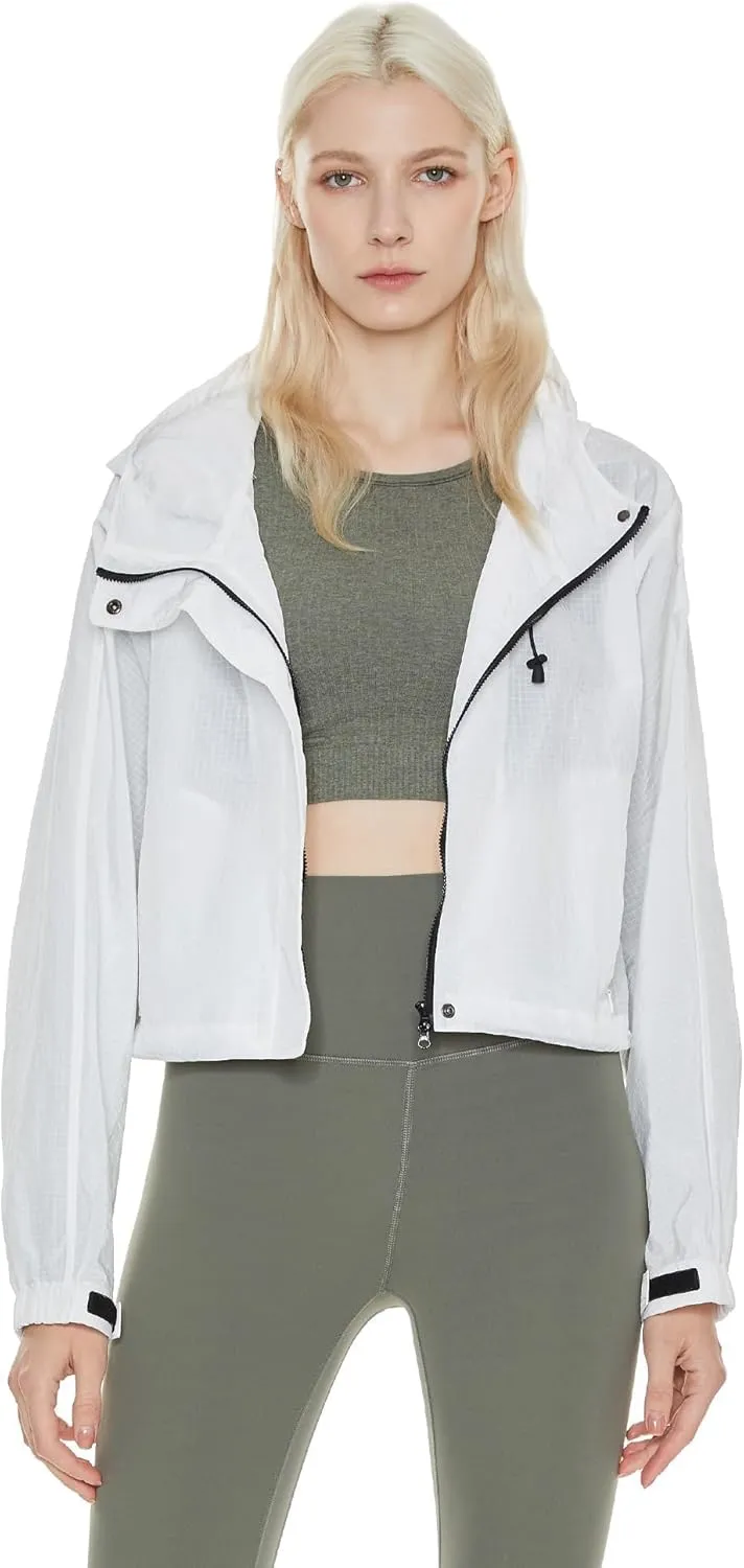Orolay Women's Cropped Athletic Jacket Workout Running Yoga Gym Activewear Zip-Up Sun Protection Hoodie Summer Jackets