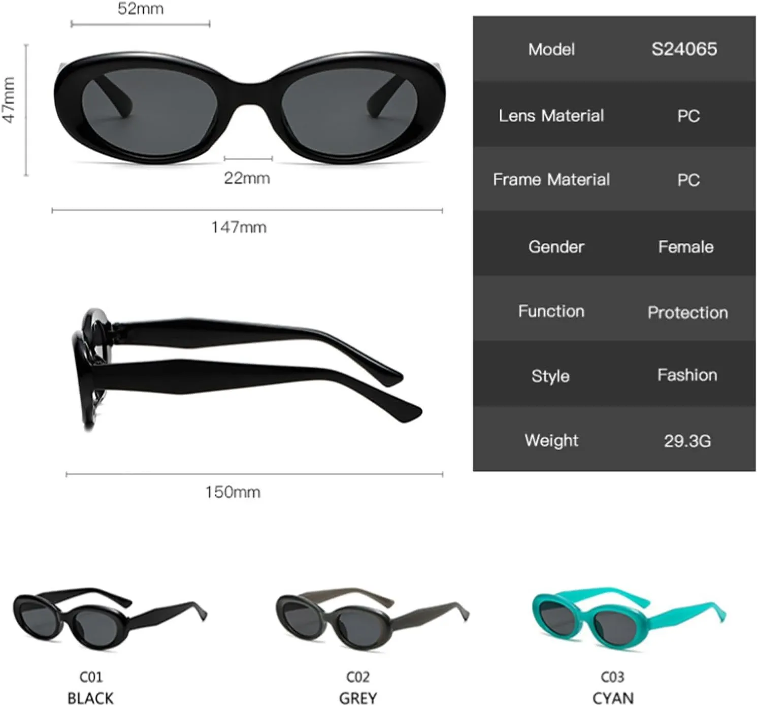 Oval Frame Sunglasses for Women Fashion Retro Uv400
