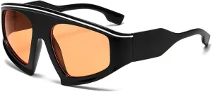 Oversized Punk Sunglasses for Women Men Cycling Gradient Steampunk Eyeglasses Uv400