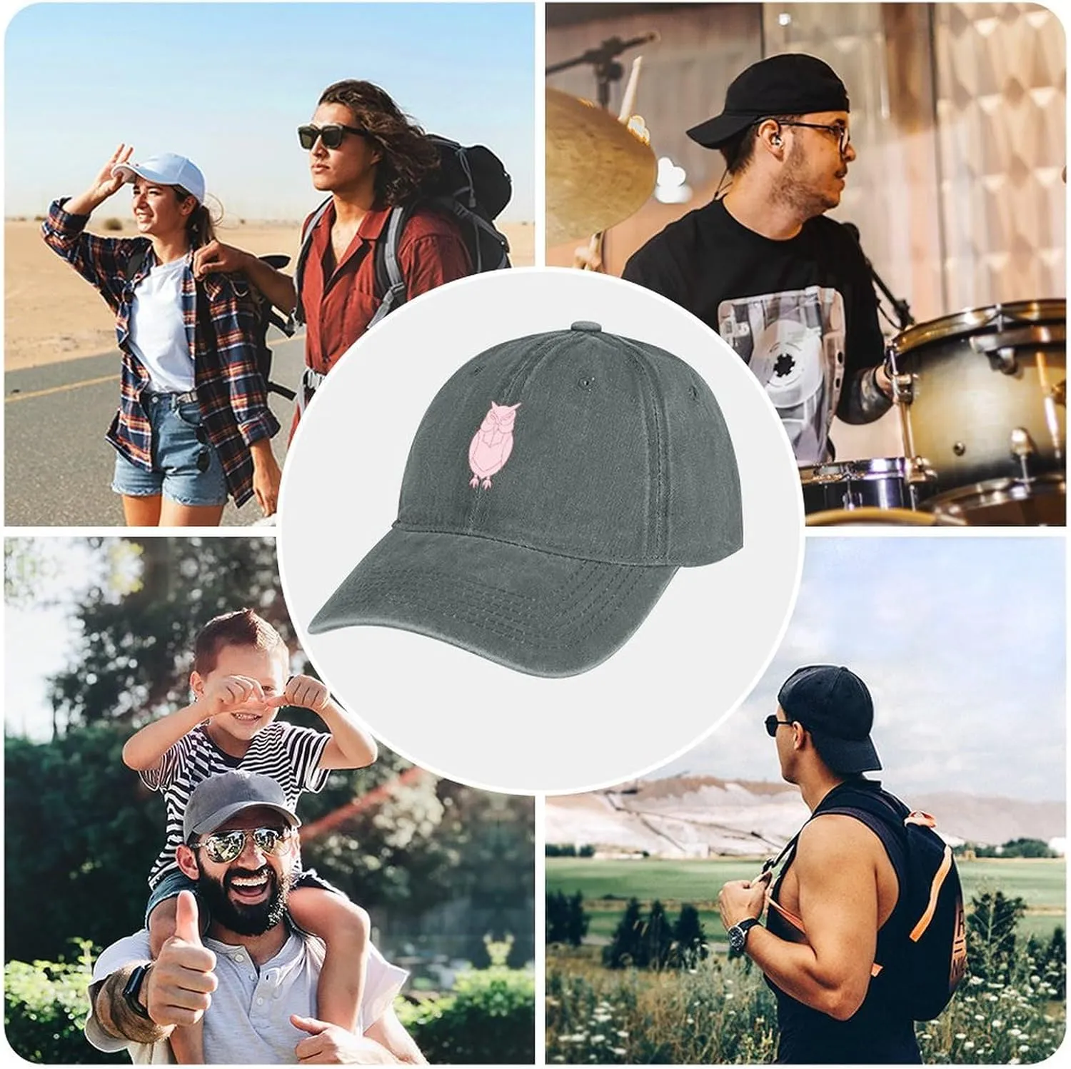 Owl Bird Unisex Adult Baseball Cap Curved Brim Sun Caps of Sports Denim Freely Adjustable