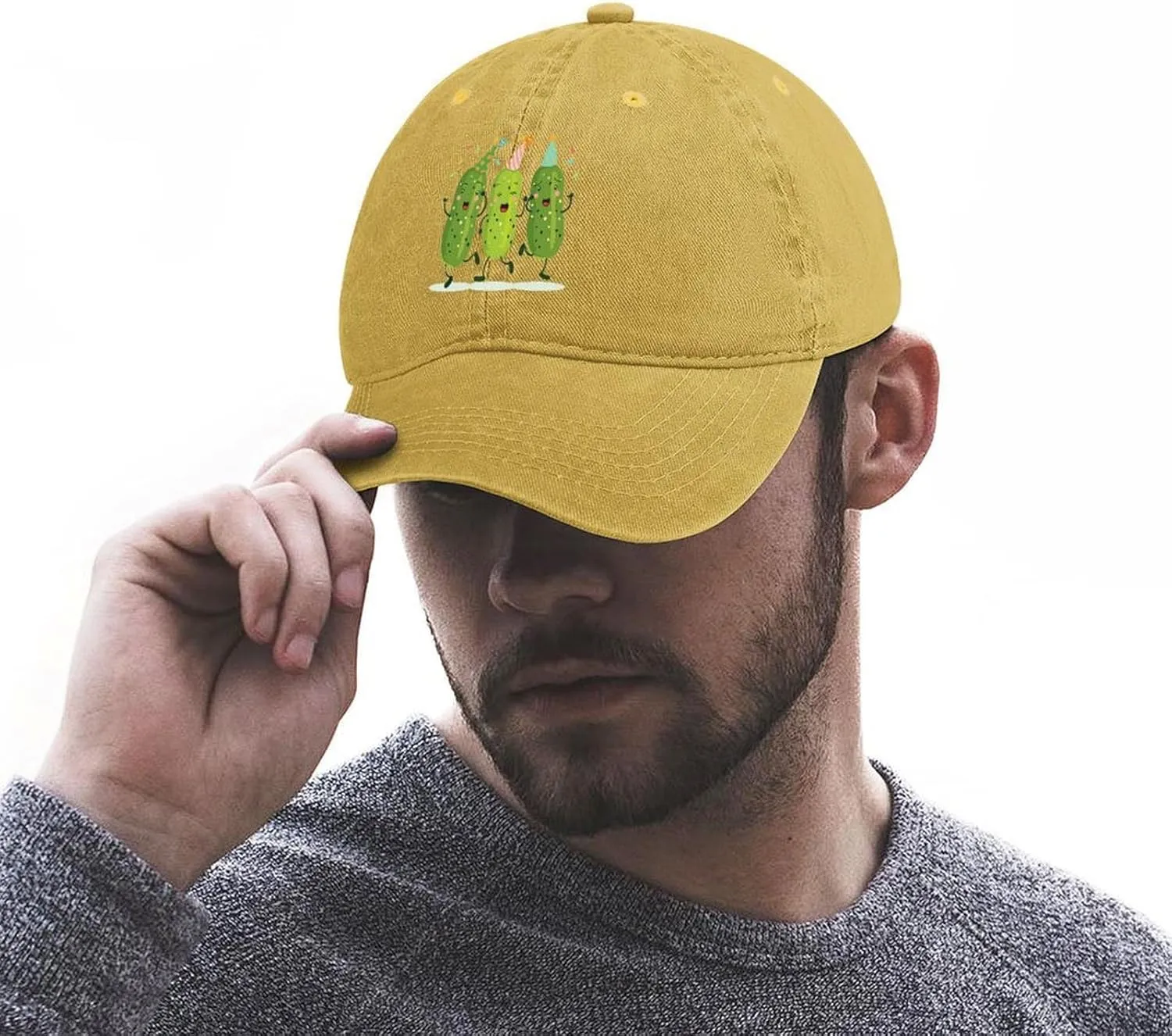 Pickle Party Unisex Adult Baseball Cap Curved Brim Sun Caps of Sports Denim Freely Adjustable