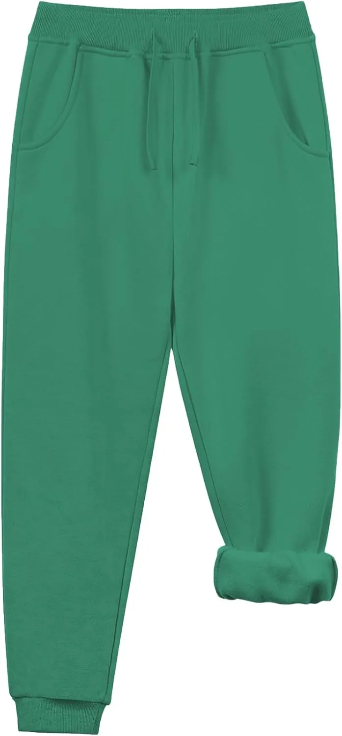 QBK Toddler to Youth Soft Brushed Fleece Jogger Sweatpants Kids Pants with Pockets for Boys and Girls
