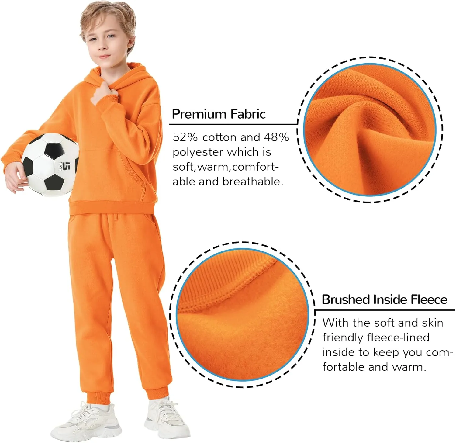 QBK Toddler to Youth Soft Brushed Fleece Jogger Sweatpants Kids Pants with Pockets for Boys and Girls
