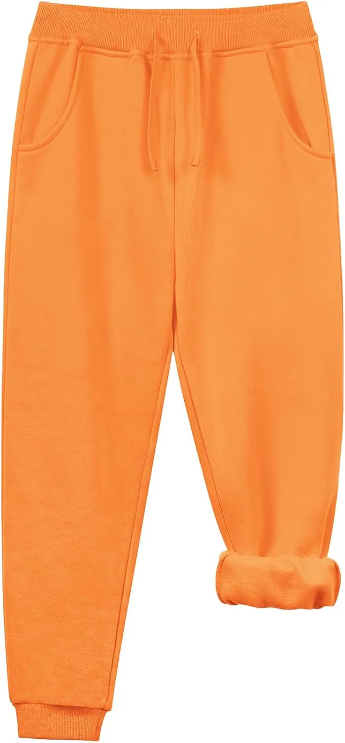 QBK Toddler to Youth Soft Brushed Fleece Jogger Sweatpants Kids Pants with Pockets for Boys and Girls