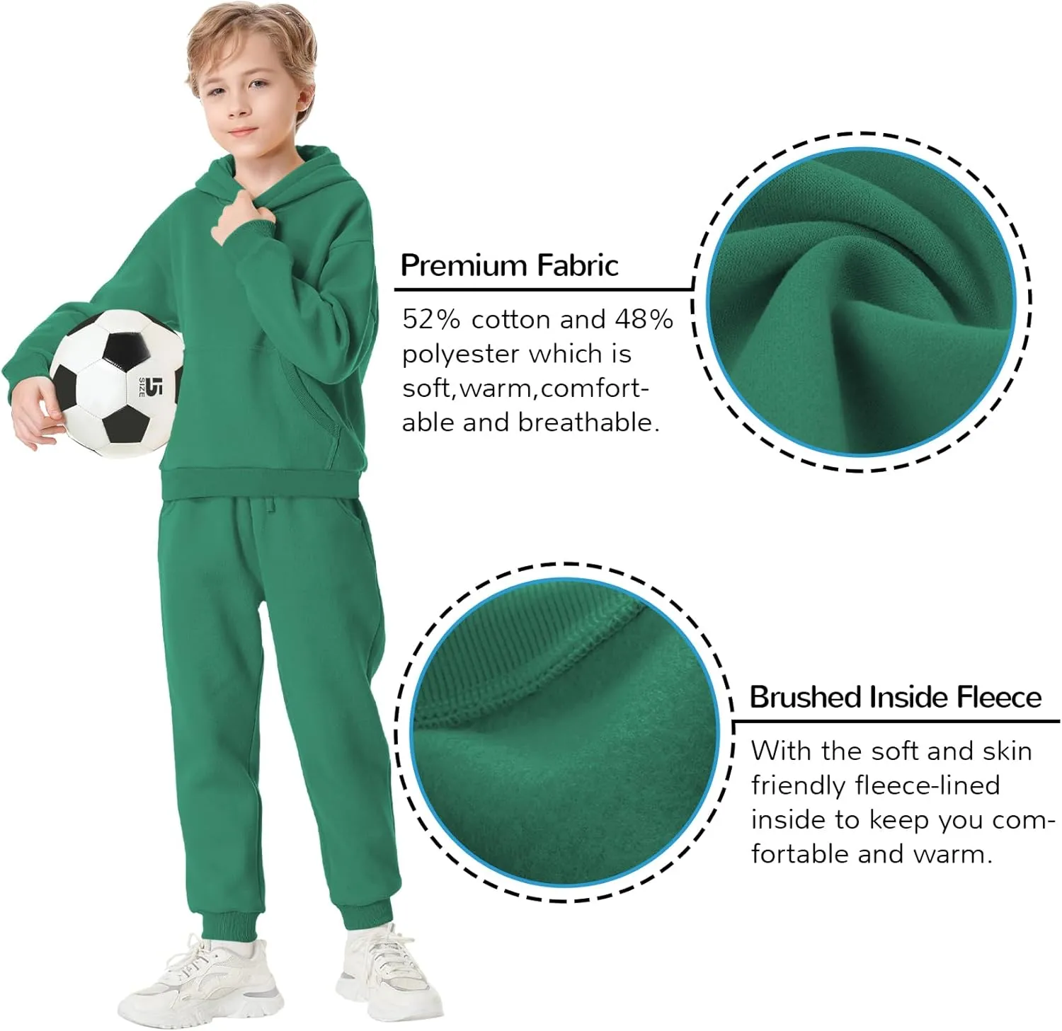 QBK Toddler to Youth Soft Brushed Fleece Jogger Sweatpants Kids Pants with Pockets for Boys and Girls