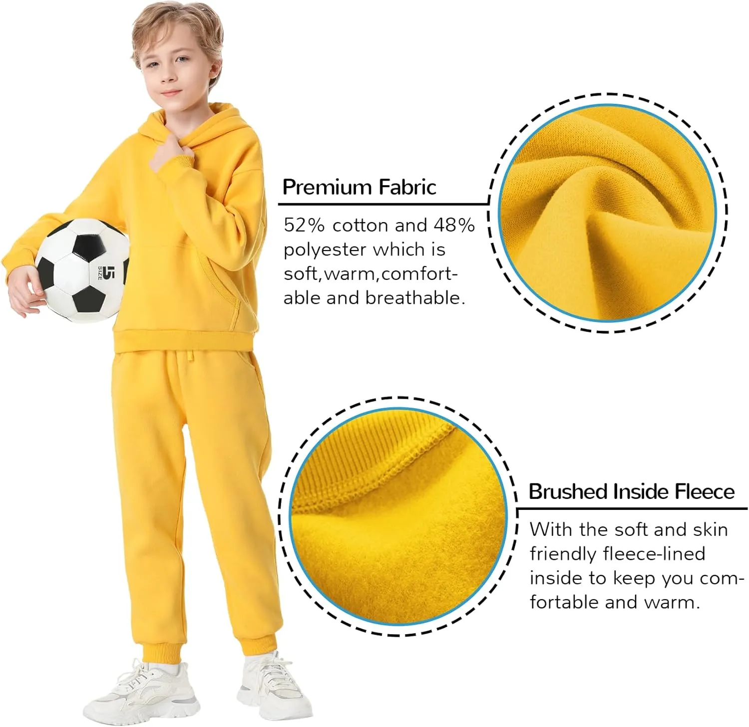 QBK Toddler to Youth Soft Brushed Fleece Jogger Sweatpants Kids Pants with Pockets for Boys and Girls