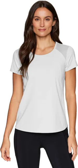 RBX Active Workout T-Shirt for Women, Breathable Mesh Panel Gym Running Tee Stretchy Super Soft Gym Top with Mesh