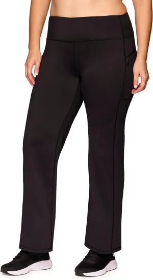 RBX Plus Size Yoga Pants Fleece Lined Flare Leggings for Women, Full Length Fleece Bootcut Workout Pants with Pockets