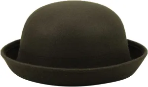 Retro Bowler Derby Hats for Women Men Roll Up Brim 1920s Classic Church Party Cloche Hats Flat Top Fleece Fedora Hats
