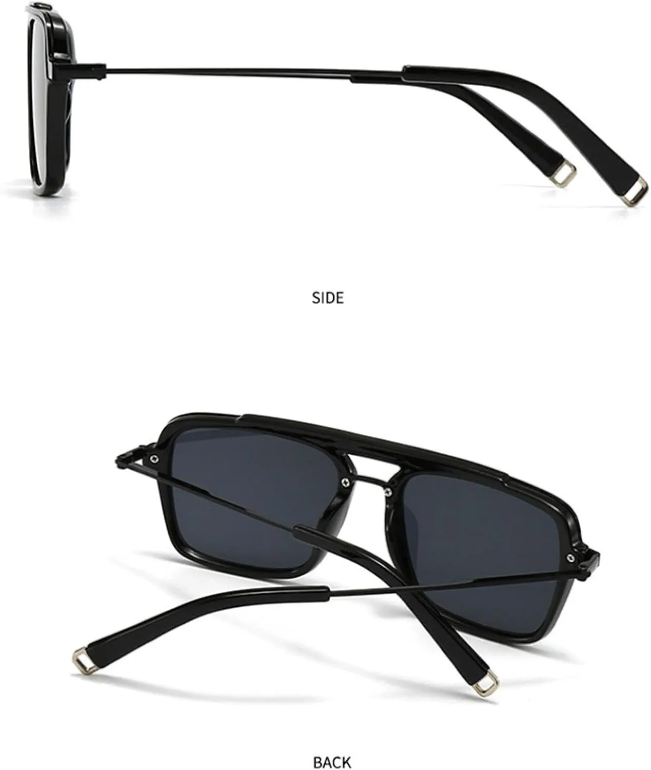 Retro Men Double Bridges Sunglasses Uv400 Fashion Gradient Women Semi Metal