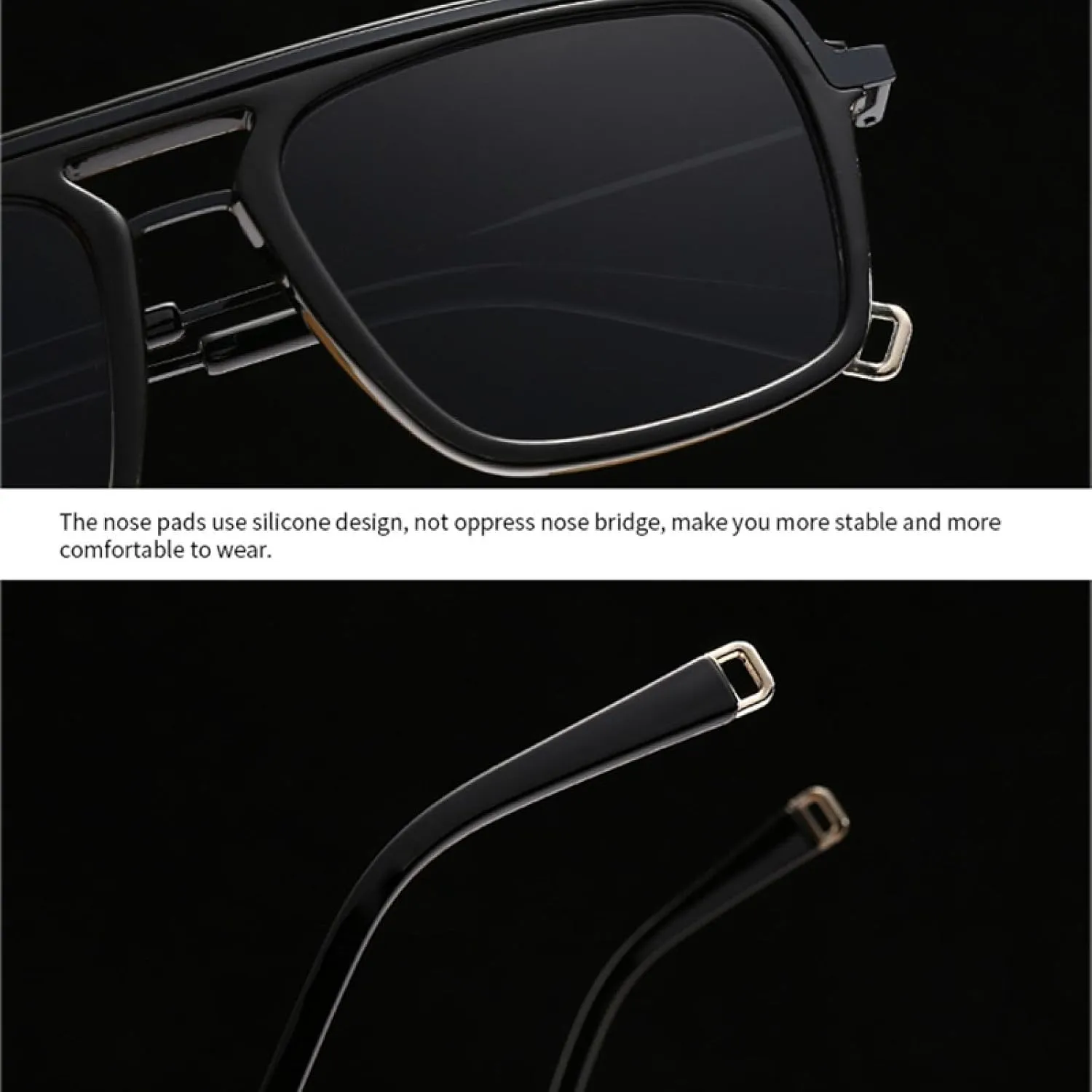 Retro Men Double Bridges Sunglasses Uv400 Fashion Gradient Women Semi Metal