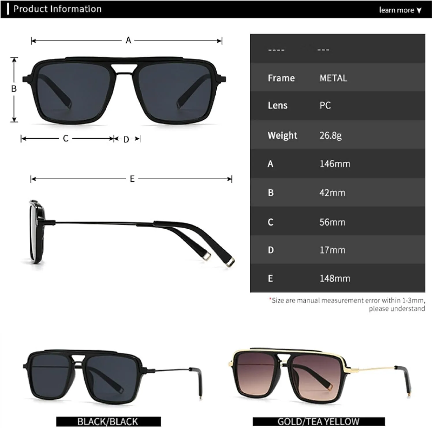 Retro Men Double Bridges Sunglasses Uv400 Fashion Gradient Women Semi Metal