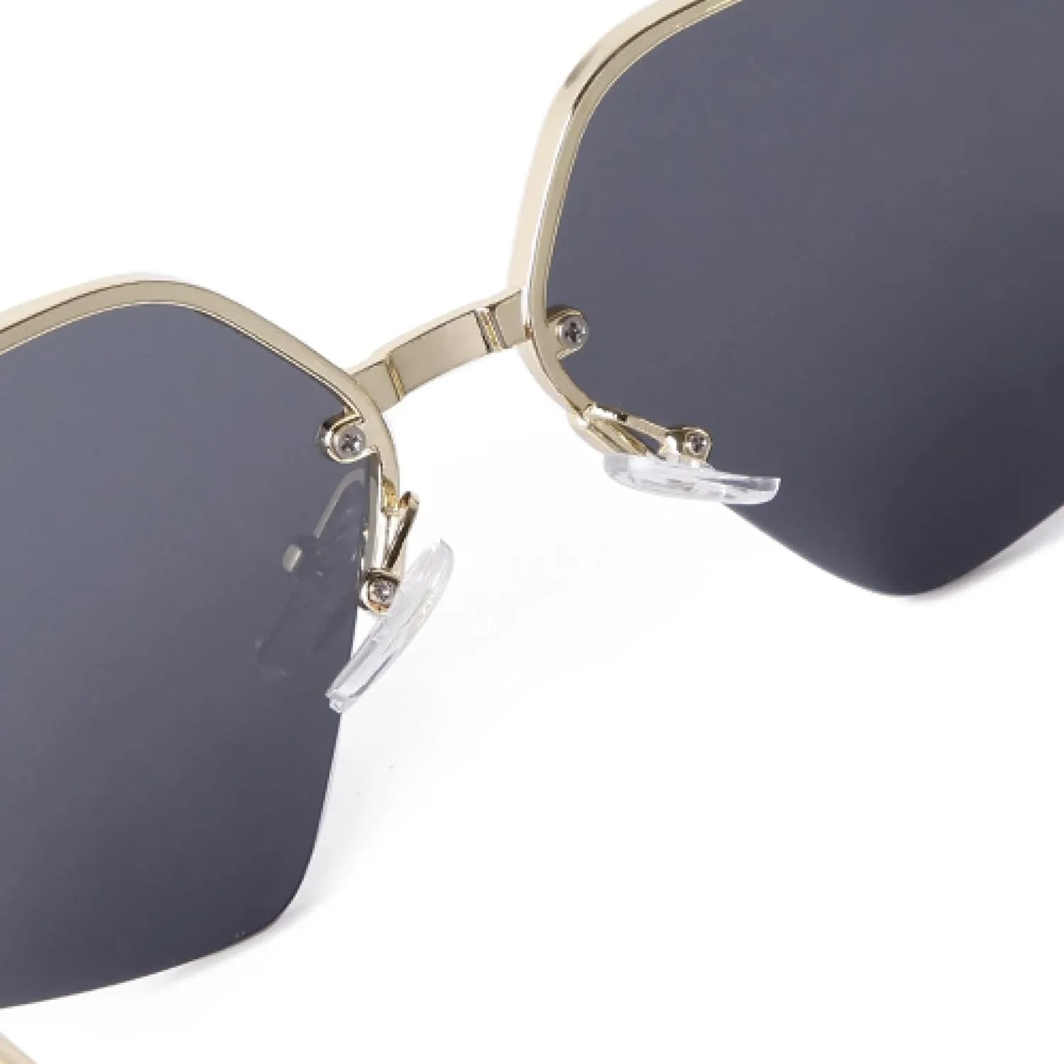 Retro Polygon Metal Frame Rectangle Sunglasses Men Women Driving Sun Glasses Gradient Gray Lens Shades Male
