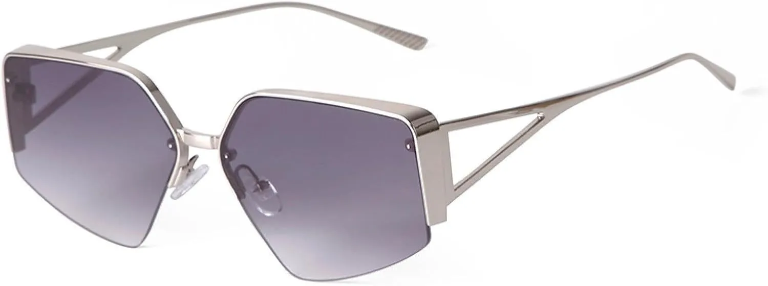 Retro Polygon Metal Frame Rectangle Sunglasses Men Women Driving Sun Glasses Gradient Gray Lens Shades Male
