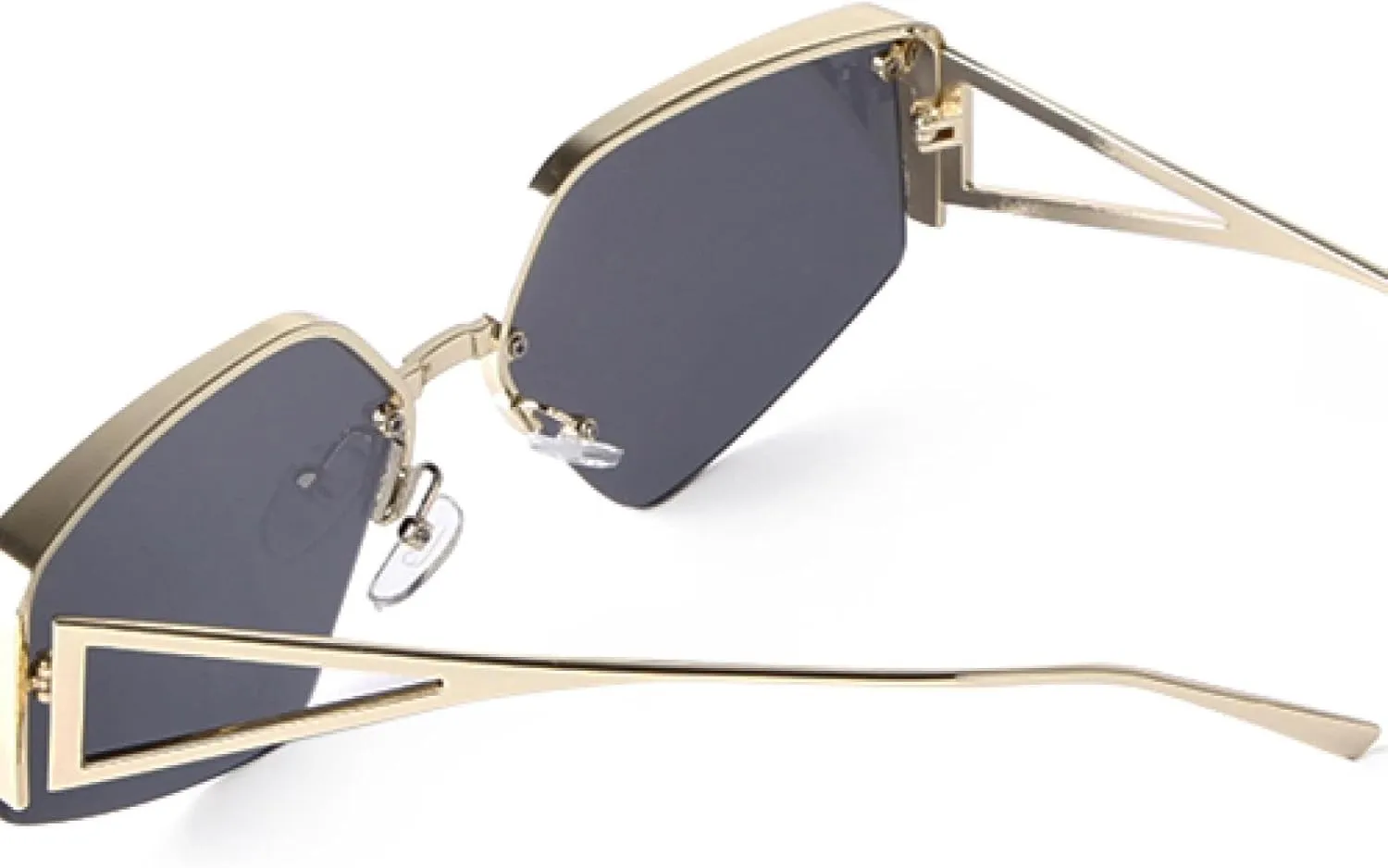 Retro Polygon Metal Frame Rectangle Sunglasses Men Women Driving Sun Glasses Gradient Gray Lens Shades Male